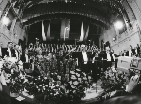 Leonard Bernstien at the 1990 Prague Spring Festival