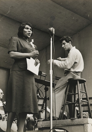 Marian Anderson and Leonard Bernstein performing at Lewisohn Stadium, 1947. © Ruth Orkin